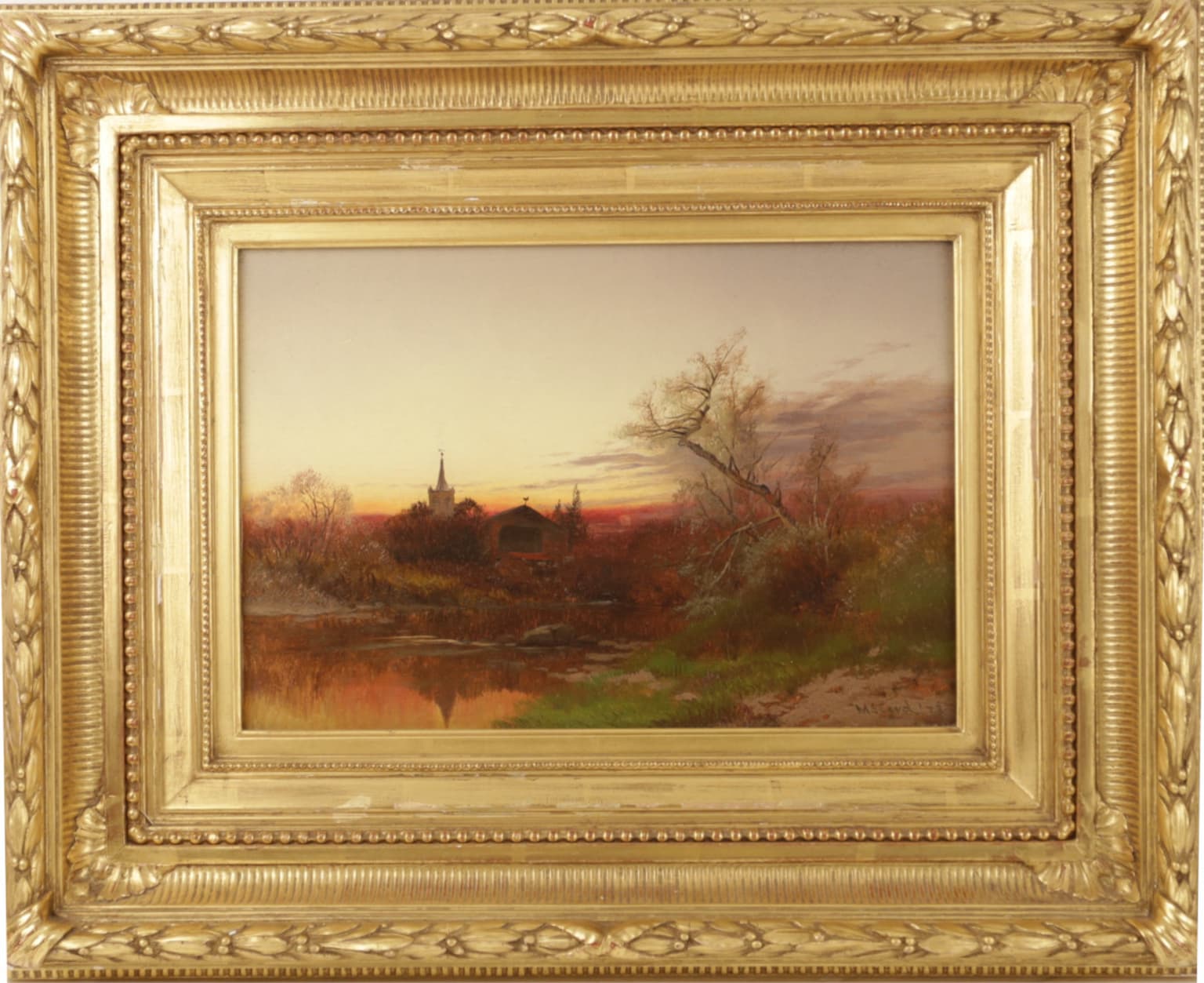 George Herbert McCord - Valley Scene with Sunset Painting