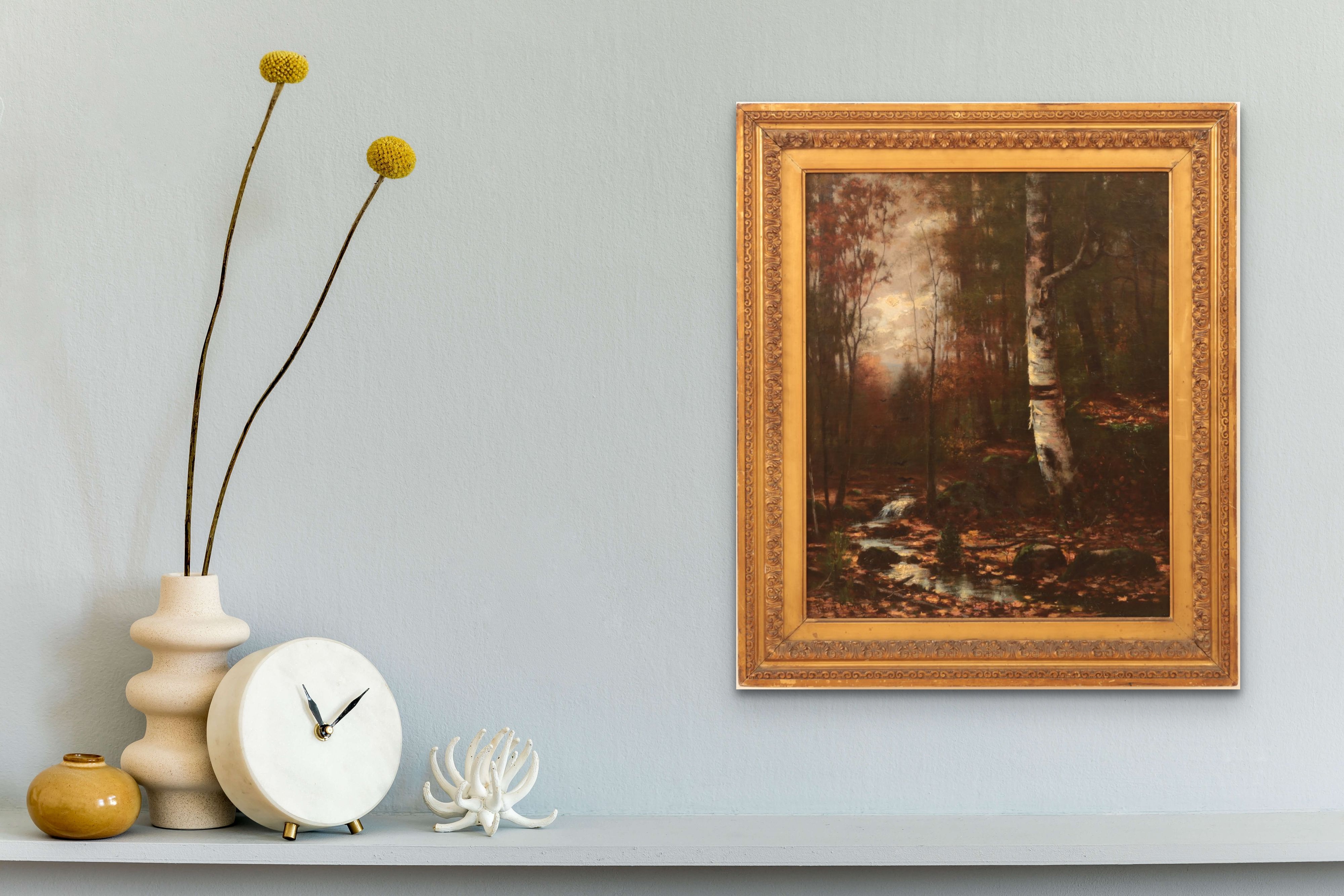 Warren C. Briggs Painting for Sale - Forest Interior with Birch Tree