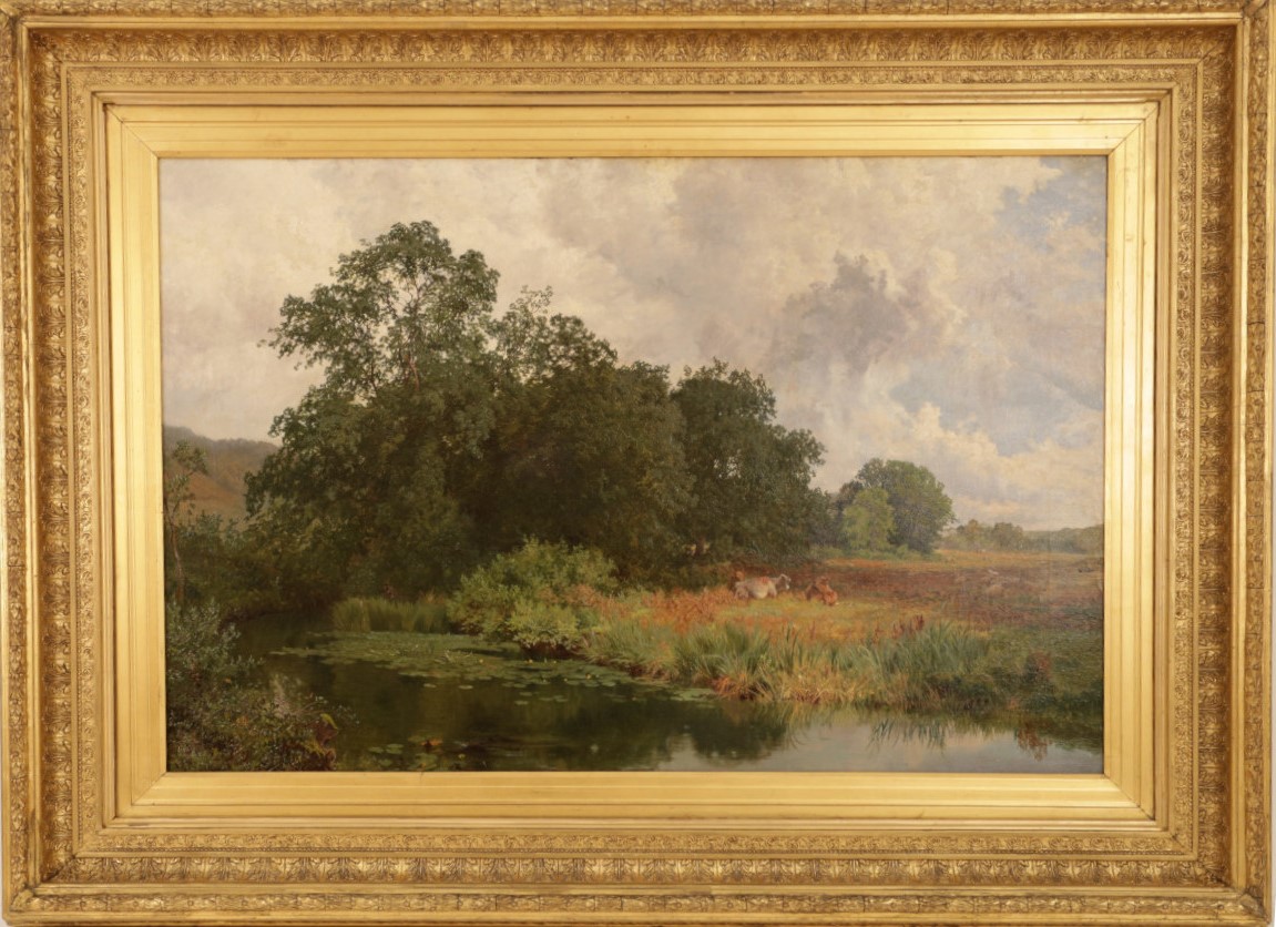 George Shalders' 19th Century Painting | Cows and Lily Pads