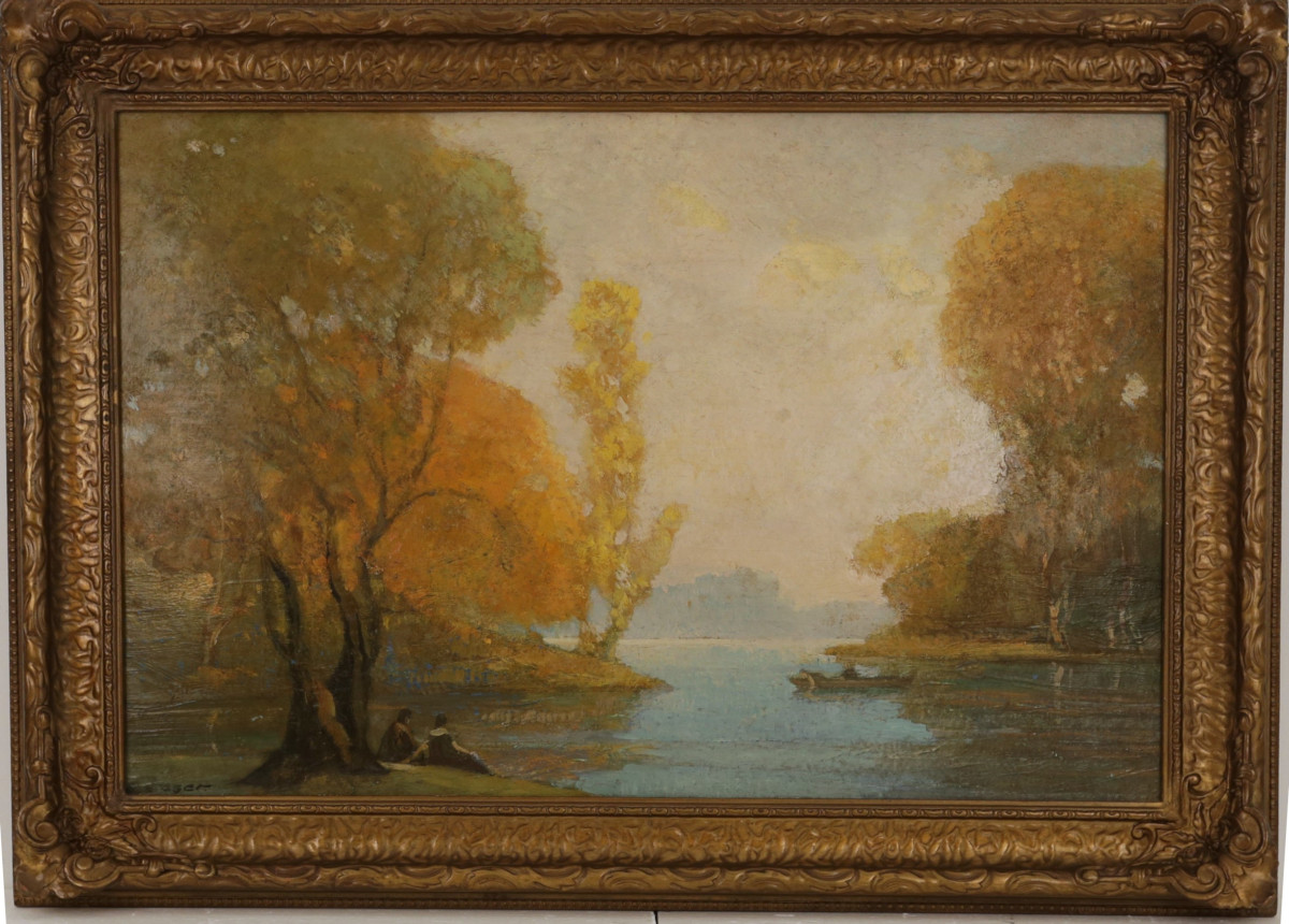 Ettore Caser's Victorian Pond Painting