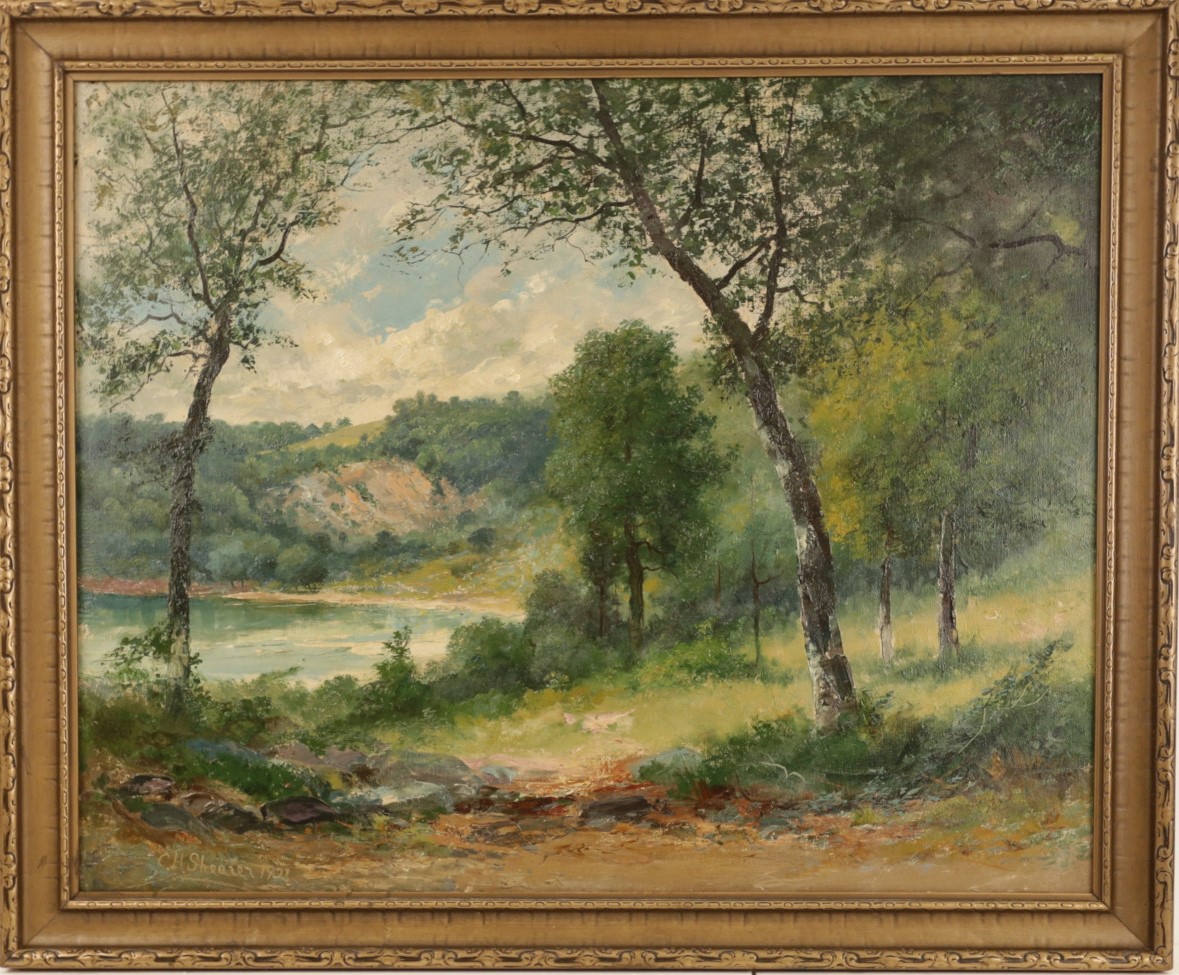 Christopher High Shearer's View of Pond Painting