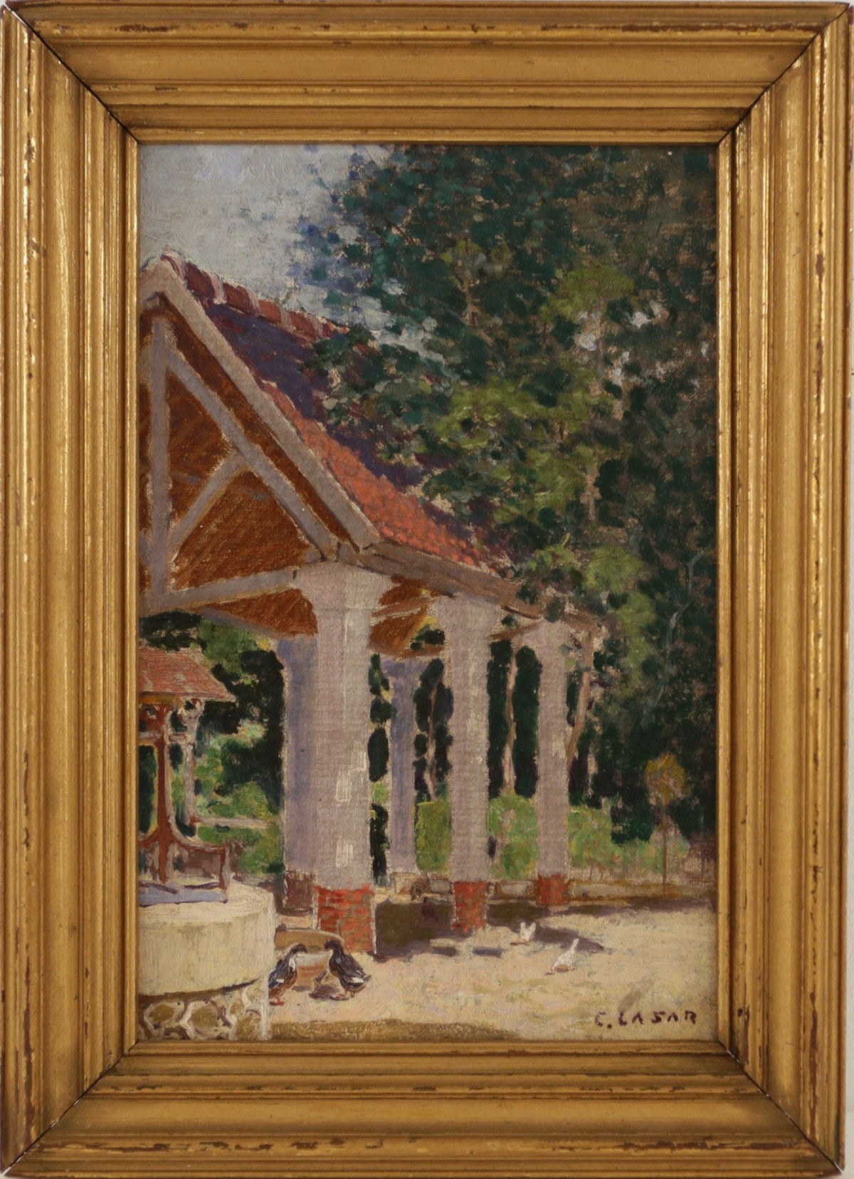 Charles Augustus Lasar French Pavilion by Well Painting
